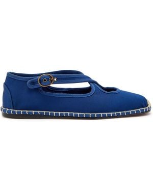 Polo Ralph Lauren Cross-Over Grosgrain Espadrille Mary Jane Flats - Blue