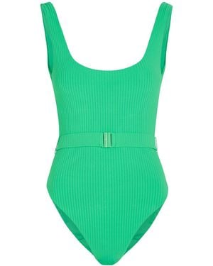 Melissa Odabash Rio Belted Ribbed Swimsuit - Green