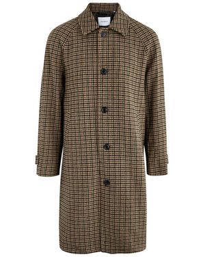 Les Deux Michael Hounds Tooth Wool-Blend Coat - Brown