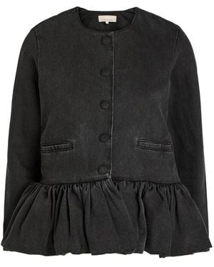 LIBEROWE Peplum Denim Jacket - Black