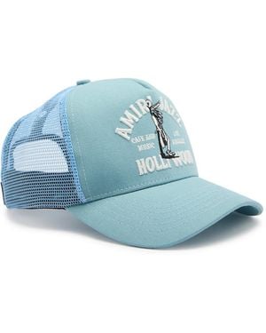 Amiri Jazz Wolf Cotton-Canvas Trucker Hat - Blue