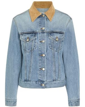 Rohe Suede Collar Denim Jacket - Blue