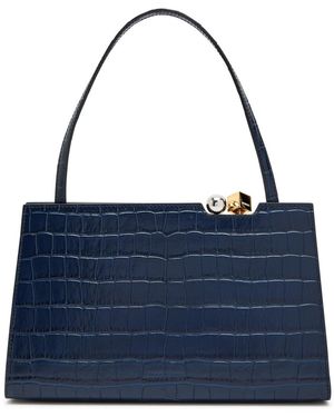 Jacquemus Le Salon Crocodile-Effect Leather Shoulder Bag - Blue