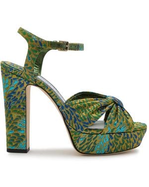 Jimmy Choo Heloise 120 Brocade Platform Sandals - Green