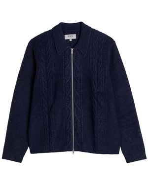 Wax London Friar Cable-Knit Jacket - Blue