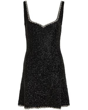 Alice + Olivia Eve Embellished Stretch-Mesh Mini Dress - Black