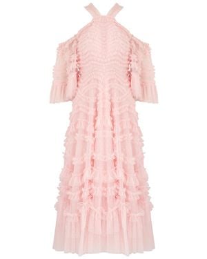 Needle & Thread Bronte Off-The-Shoulder Ruffled Tulle Gown - Pink