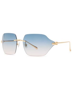 For Art's Sake Serpent Ii 18Kt-Plated Wrap-Around Sunglasses - Blue