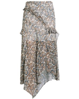 Veronica Beard Elenora Printed Silk-Blend Midi Skirt - White