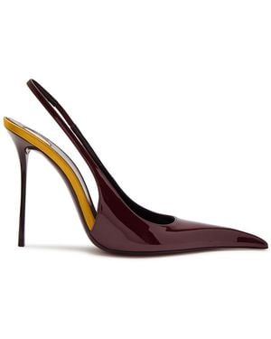 Saint Laurent Amalia 110 Patent Leather Slingback Court Shoes - Brown
