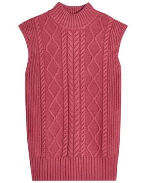 Varley Joilette Roll-Neck Cable-Knit Vest - Red