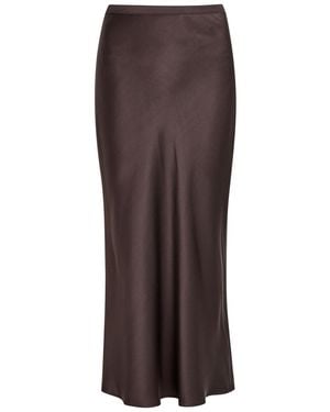 Anine Bing Bar Silk Midi Skirt - Brown