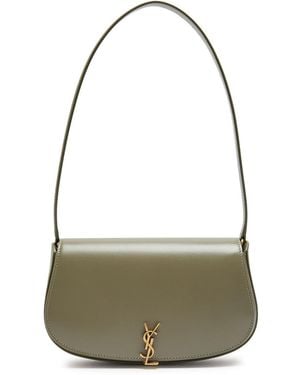 Saint Laurent Demi Lune Leather Shoulder Bag - Grey