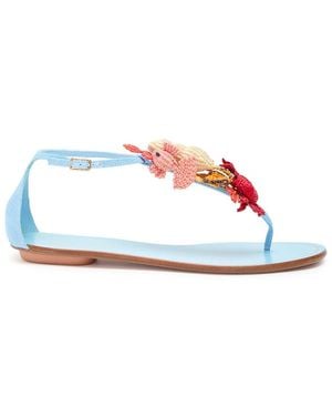 Aquazzura Marea Appliquéd Canvas Sandals - Multicolor