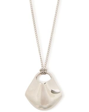 KHAITE Lotus Small Palladium-Plated Necklace - White
