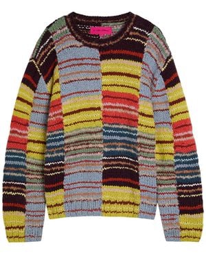 The Elder Statesman Patchwork Striped Knit Sweatshirt - Multicolor