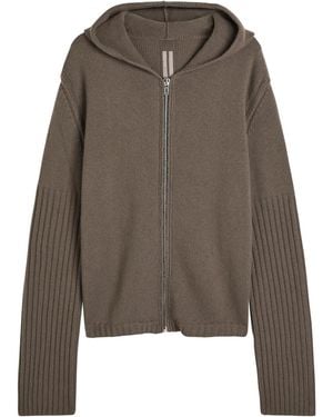 Rick Owens Zipped Hooded Cashmere Jumper - Brown