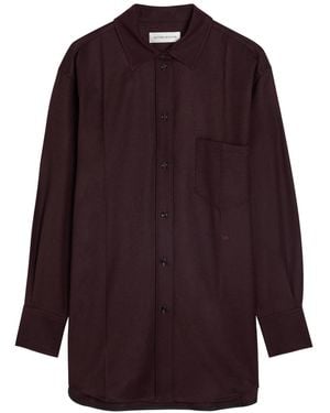 Victoria Beckham Remi Oversized Wool Shirt - Purple