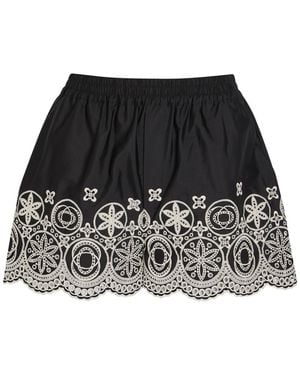 La DoubleJ Embroidered Cotton-Poplin Shorts - Black