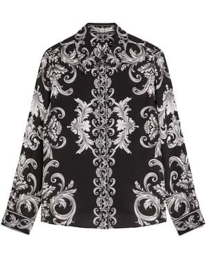 Alice + Olivia Willa Patterned Silk Shirt - Black