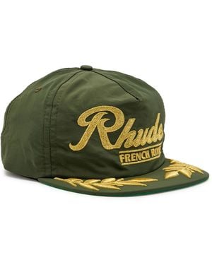 Rhude French Riviera Metallic Embroidered Nylon Cap - Green