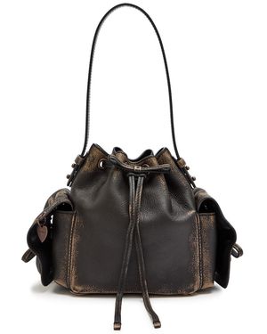 Acne Studios Multipocket Vintage Mini Grained Leather Bucket Bag - Black
