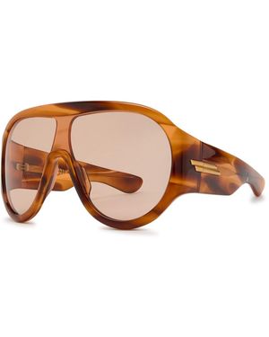Bottega Veneta Wrap-Around Mask Sunglasses - Brown