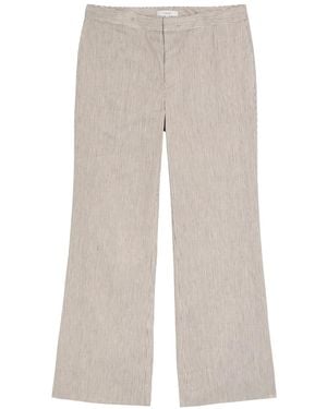 Vince Ticking Striped Flared-Leg Linen And Cotton-Blend Pants - Natural