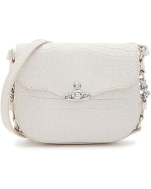 Vivienne Westwood Hunter Crocodile-Effect Leather Cross-Body Bag - White