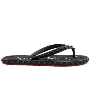 Christian Louboutin Super Loubi Studded Rubber Flip Flops - Black