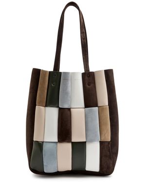 KHAITE Zoe Patchwork Leather And Suede Tote Bag - Black