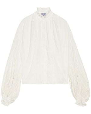 Thierry Colson Slava Embroidered Balloon Sleeve Cotton Shirt - White
