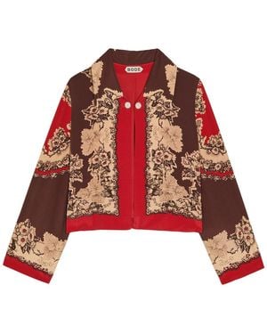 Bode Storybook Printed Silk Jacket - Red