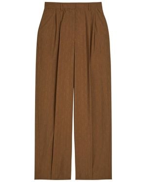 Stella McCartney Pleated Pinstriped Wool-Blend Pants - Brown