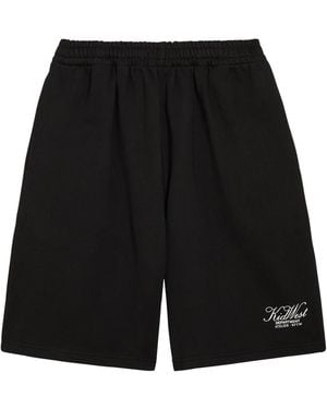Kidwest Script Logo-Print Cotton Shorts - Black