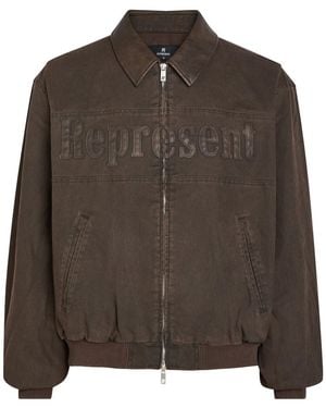 Represent Roscoe Logo-Appliquéd Cotton-Twill Bomber Jacket - Brown
