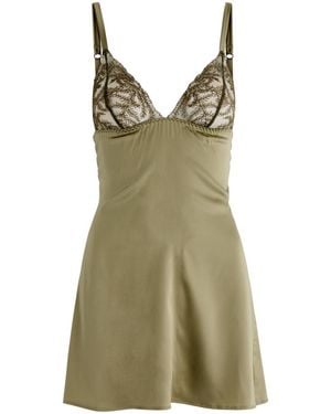 Fleur Of England Arianna Lace And Silk-Blend Satin Nightdress - Green