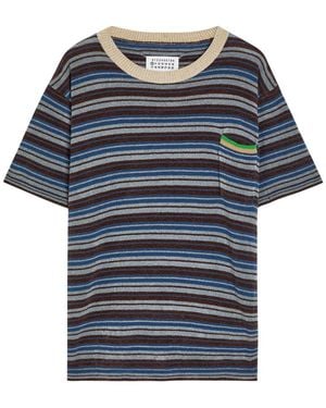Maison Margiela Striped Knit T-Shirt - Blue