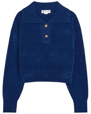 Victoria Beckham Chenille Knit Polo Jumper - Blue