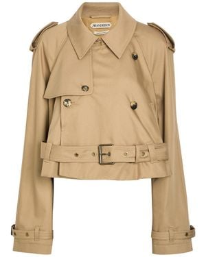 JW Anderson Belted Cropped Cotton Trench Coat - Natural