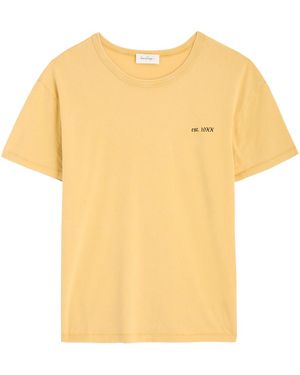 Second Layer Printed Cotton T-Shirt - Yellow