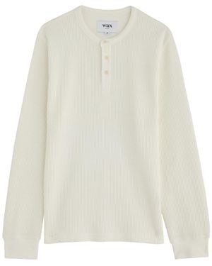 Wax London Halton Waffle Cotton Henley T-Shirt - White