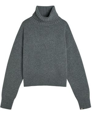 Extreme Cashmere N°434 Crop Xtra Roll-Neck Cashmere Jumper - Grey