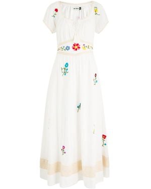RIXO London Alani Ombre Floral-Embroidered Cotton Maxi Dress - White