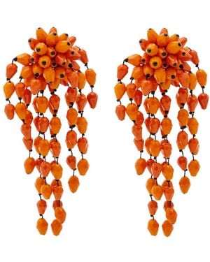 Isabel Marant Hanabi Beaded Clip-On Drop Earrings - Orange