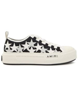 Amiri Stars Appliquéd Leather And Canvas Trainers - White