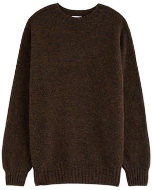 Sunspel Shetland Wool Jumper - Brown