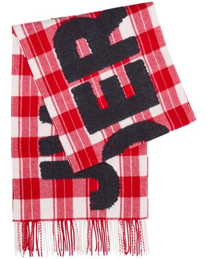JW Anderson Logo Checked Wool-Blend Scarf - Red