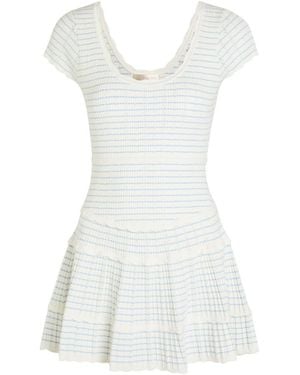 LoveShackFancy Elisavette Striped Pointelle Knit Mini Dress - White