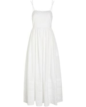 Bode Chamomile Pintucked Cotton Midi Dress - White